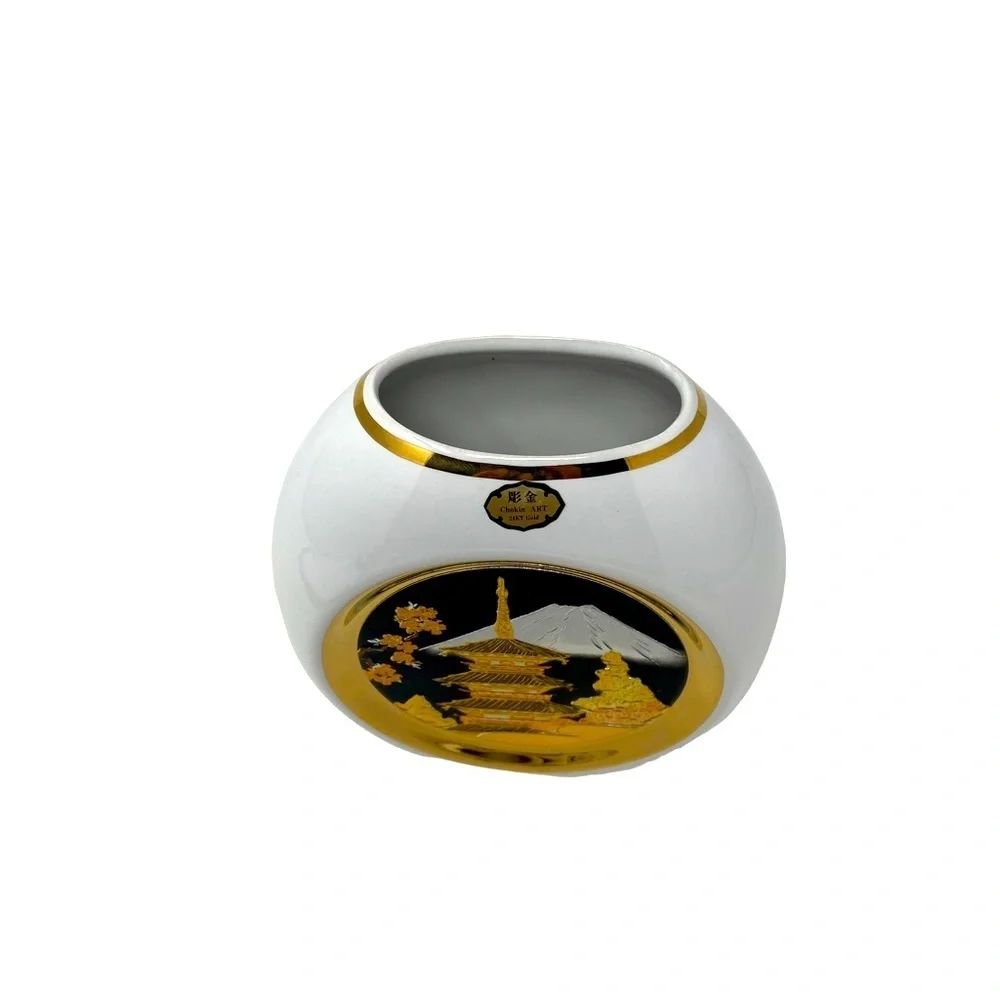 Chokin Vase The Art of Chokin 24k Gold Inlay. NIB